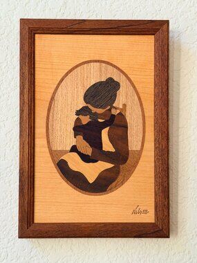 Hudson River Inlay Wood Marquetry Mother and Child by Jeff Nelson